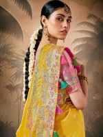 Mustard Munga Silk Paithani Saree